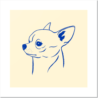 Chihuahua (Beige and Blue) Posters and Art